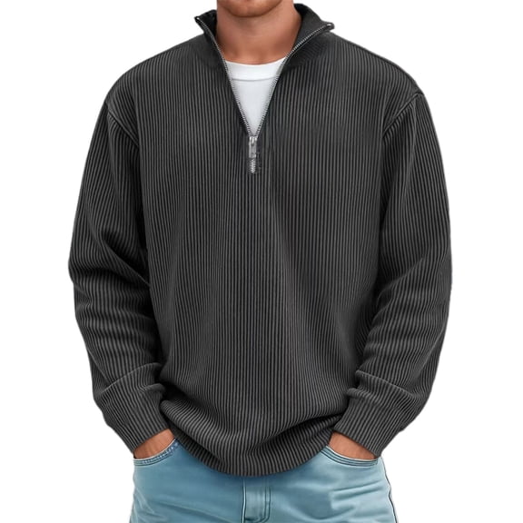 Afdoent Sweatshirts For Men Stand Collar Zip Up Long Sleeve Corduroy Shirt Casual Soft Warm Textured Shirt Jacket For Fall Winter Season Winter Warm Pullover