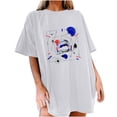 thumbnail image 4 of Moda Mujer Damas Cayó Hombro Mangas Impresión suelta Manga corta Top Pullover Tops Pompotops hfajkhk141436, 4 of 9