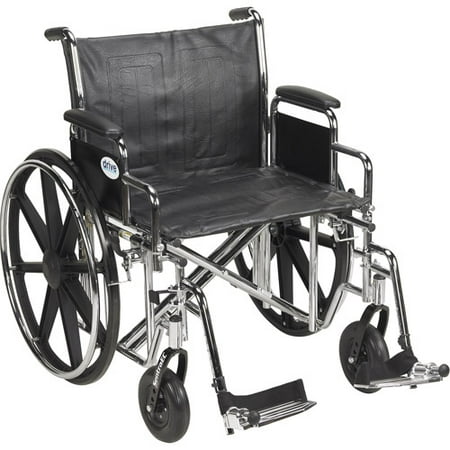 Drive Medical Sentra EC Heavy Duty Wheelchair, Detachable Desk Arms, Swing away Footrests, 22" Seat