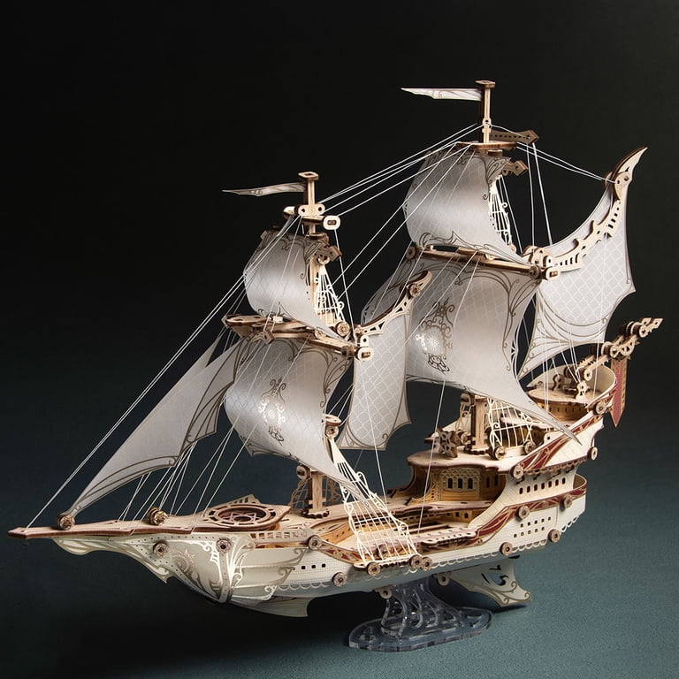 386PCS Victorian Elf Ship Wooden Sailboat 3D Puzzle Model Kit