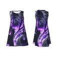 thumbnail image 7 of Fuzoiu Purple Pattern White Tiger Print Women's Sleeveless Dress,Summer Dresses for Women,Casual Sundresses,Beach Sleeveless T-shirt Swing Dress with Pockets, 7 of 7