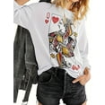 thumbnail image 3 of Womens Crewneck Graphic Sweatshirts Queen Of Hearts Long Sleeve Shirts Cute Loose Fit Casual Pullover Tops, 3 of 5