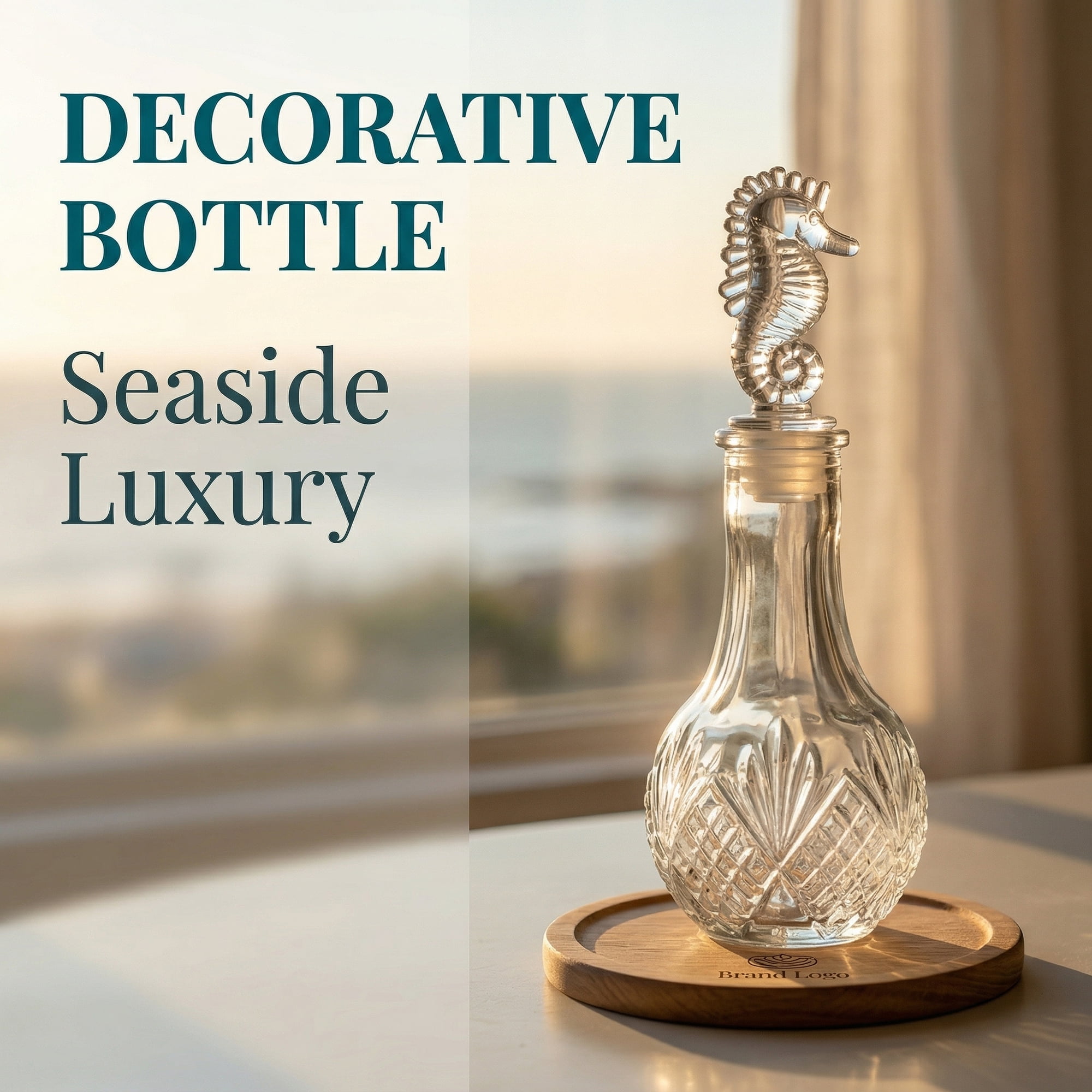 Unique Bargains 2pcs Decorative Glass Jars with Ornate Glass Stoppers Seahorse Shaped Snap Cover 2.4"x2.4"x6.3"