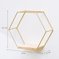 thumbnail image 4 of LNGOOR - Estante flotante hexagonal geométrico decorativo dorado, multiusos, de alambre metálico, para pared, decoración colgante para dormitorio, sala de estar, cocina y oficina., 4 of 6