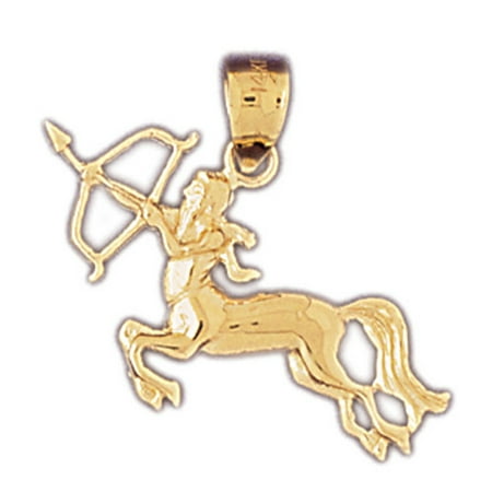 14K Yellow Gold Zodiac - Sagittarius Pendant - 24 mm