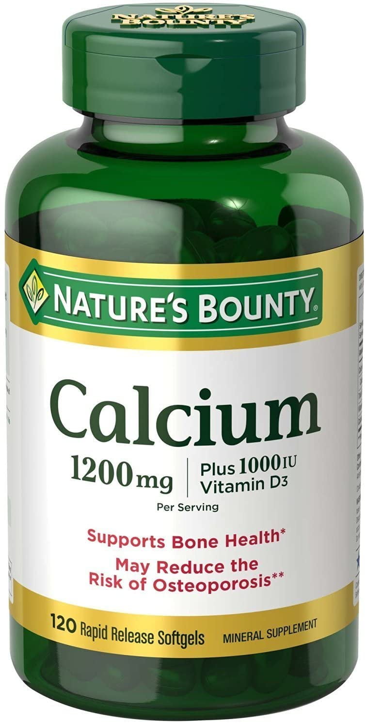 Nature's Bounty Calcium Plus Vitamin D3 1200 mg Rapid Release Softgels, 120 Ea