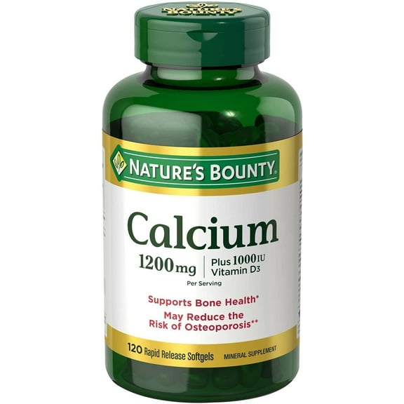 Nature's Bounty Calcium Plus Vitamin D3 1200 mg Rapid Release Softgels, 120 Ea, 2 Pack