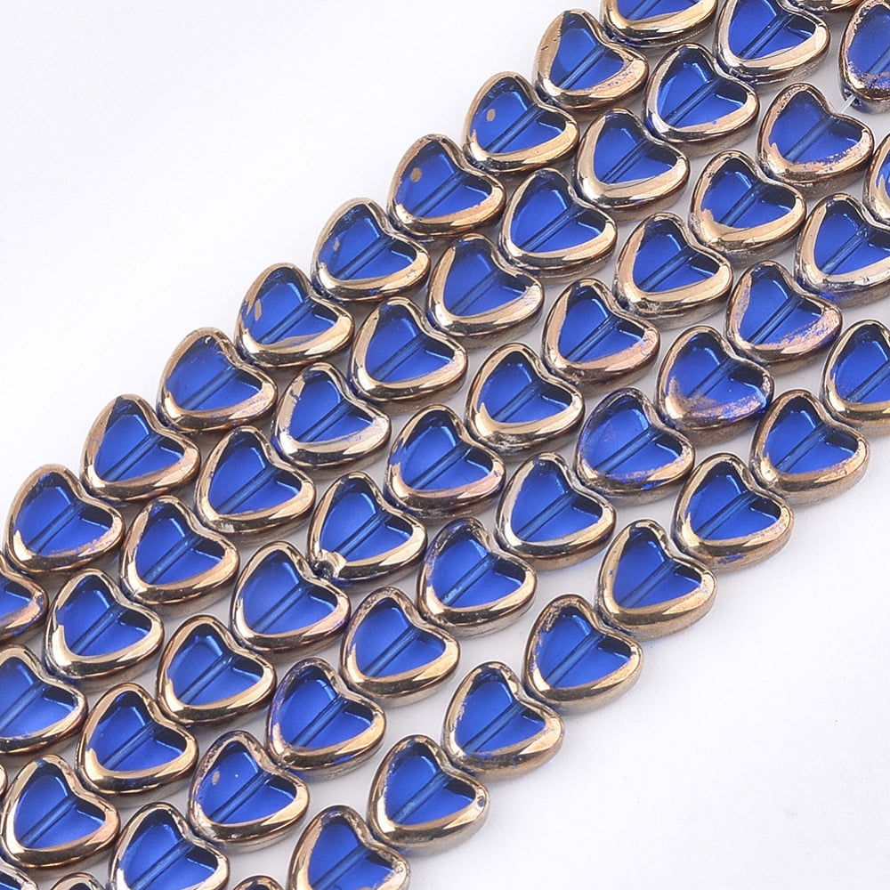 10 Strand Electroplate Glass Beads Strands Edge Plated Heart Mixed Color 10x10x4mm Hole: 1mm about 30pcs/strand 11.4 inchDIY