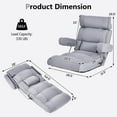 thumbnail image 3 of Giantex Adjustable Folding Floor Sofa Chair, Upholstered Sleeper Chair w/6-position Adjustable Headrest/Lumbar Support/Extended Seat, Gray, 3 of 5