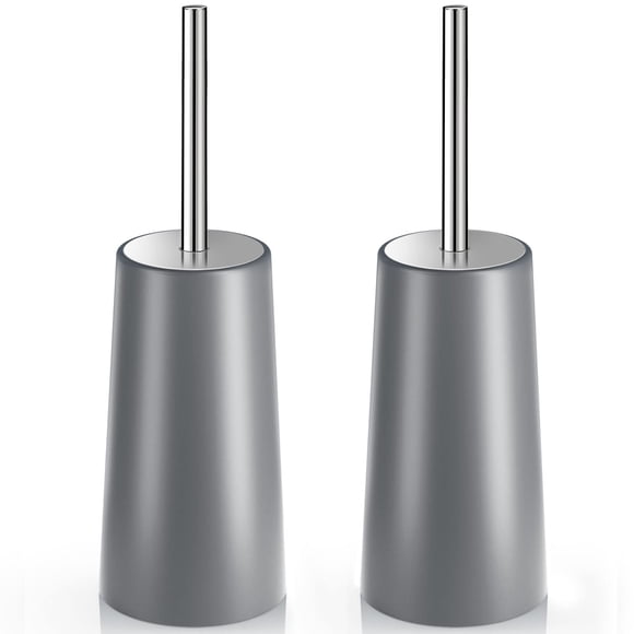 IXO Toilet Brush and Holder, 2 Pack Toilet Brush with 304 Stainless Steel Long Handle, Toilet Bowl Brush for Bathroom Toilet-Ergonomic, Elegant,Durable (Grey)