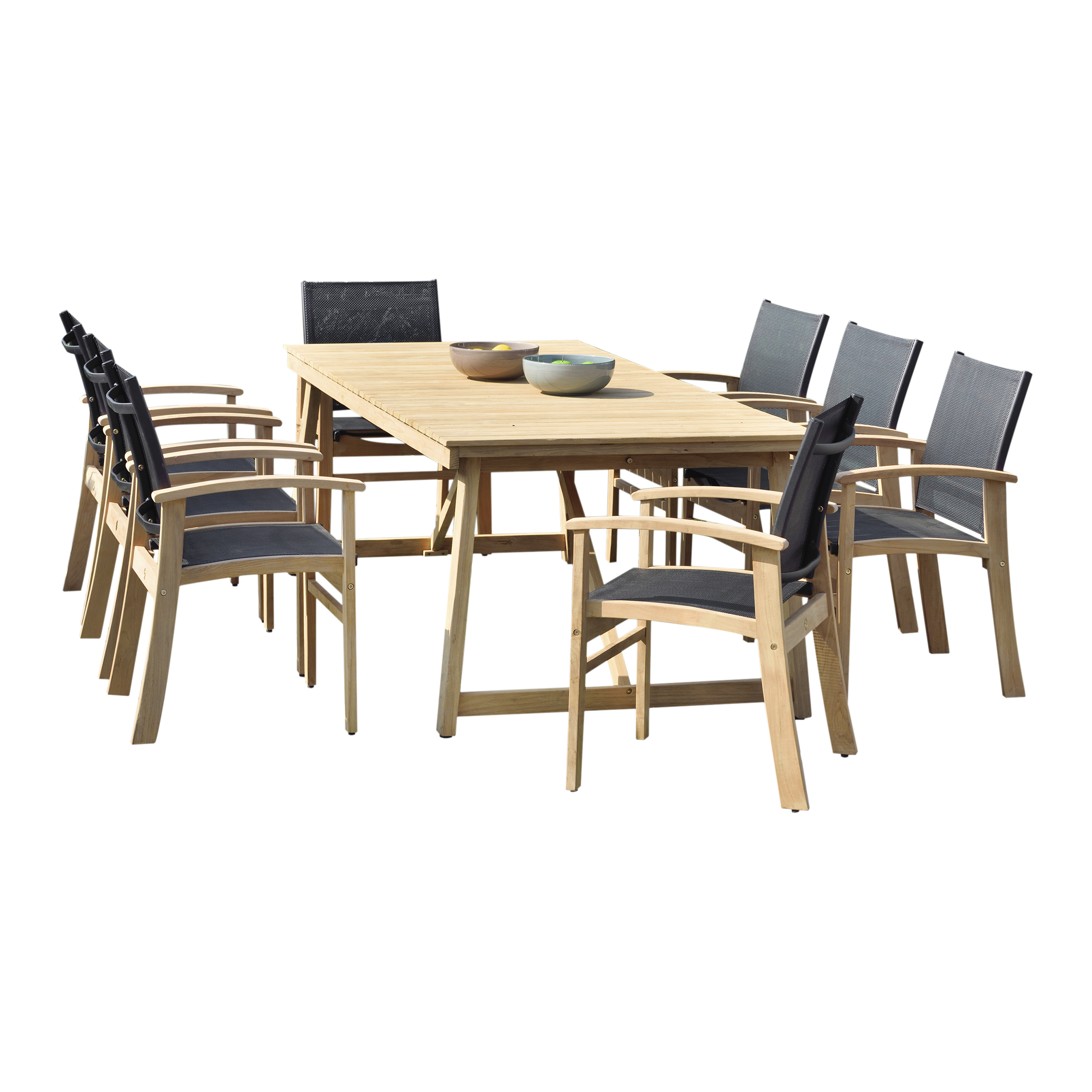 Amazonia Franke RECLAIMED Grade A Teak 9 pieces Rectangular Patio Dining Set, Seating Capacity: 8
