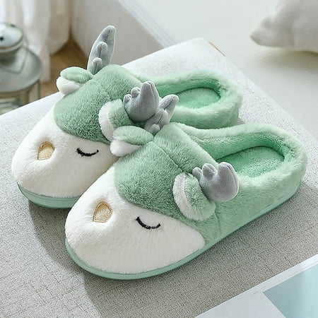 

Yutnsbel Fuzzy Slippers For Women Cute Deer Slippers For Women Winter Warm House Slippers