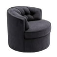 thumbnail image 2 of Accent Swivel Barrel Chair, Modern Linen Chair Round Tufted Couch with Curved Backrest and Thicken Cushion, Upholstered Leisure Chair Club Chair for Living Room, Pub or Balcony, Black, 2 of 7