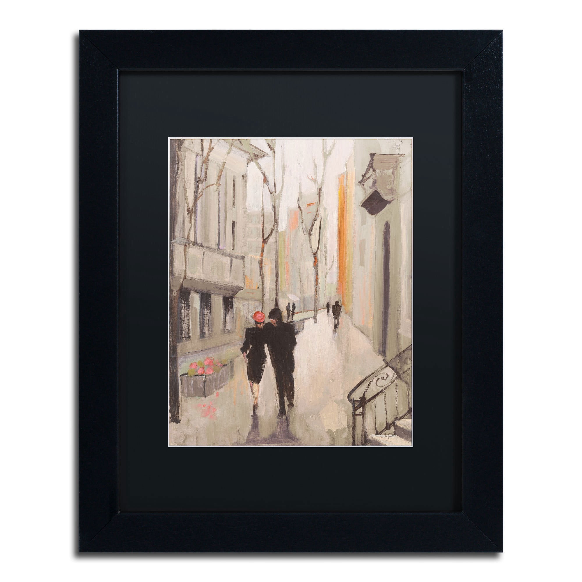 Trademark Fine Art "Village Promenade Neutral" Canvas Art by Julia Purinton, Black Matte, Black Frame