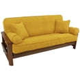 thumbnail image 1 of Solid Microsuede Double Corded 8 to 9-inch Full Futon Cover Set with Four Throw Pillows (Set of 5) - Lemon, 1 of 2