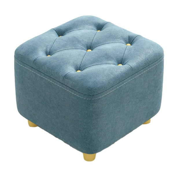 Taburete Pequeño para Pies, Asiento Acolchado Estable, Almohadillas Inferiores Silenciosas, Taburete Otomano, Reposapiés para Apartamento, Hogar, Sofá azul Soledad Escabel