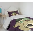thumbnail image 4 of Ambesonne Sloth Quilted Bedspread Set 2 Pcs, Funny Cartoon Scenery, Twin Size, Multicolor, 4 of 6