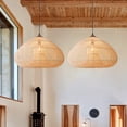 thumbnail image 5 of UEEYAC Wabi Sabi Style Retro Dining Room Chandelier Rattan Zen Pendant Light, 5 of 16