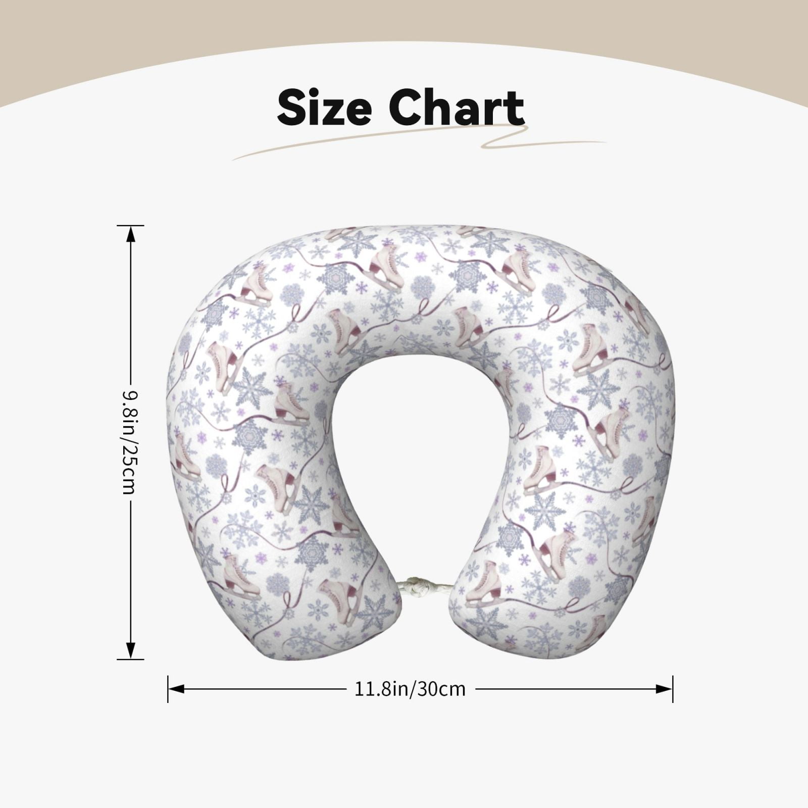 Xecao Elegant ice skates snowflakes Print Memory Foam Cervical Neck Pillow Versatile U-Shaped Pillows for Home,Office,Camping,Travelling,Soft Washable Cover