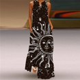 thumbnail image 2 of Black Stripe Printed Beach Dress Robe Casual Plus Size Long Dresses Summer Woman Sleeveless Maxi Women Pocket Dress, 2 of 6