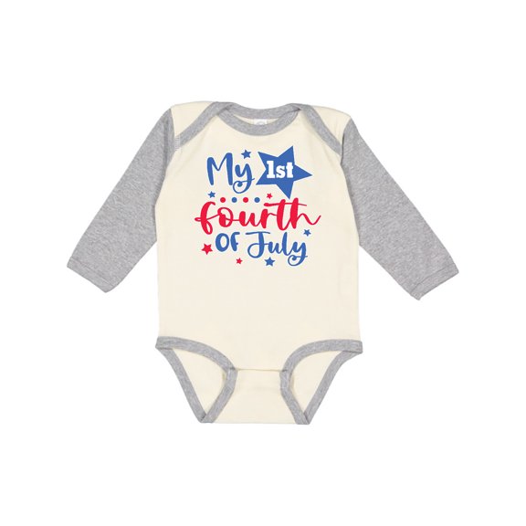 Inktastic My 1st 4th of July with Stars Boys or Girls Long Sleeve Baby Bodysuit