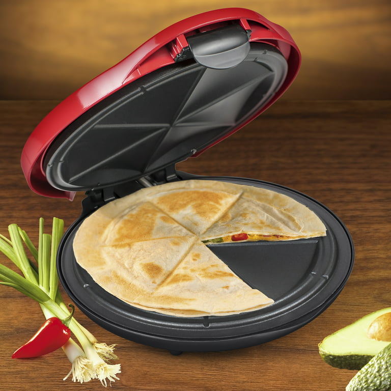 Elite Gourmet EQD413 Non-Stick Electric, Mexican Taco Tuesday Quesadilla  Maker, Easy-Slice 6-Wedge, Grilled Cheese, 8 Inch, Red