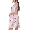 thumbnail image 2 of Picia Love Rabbit Pattern Women's Short Sleeve Summer Dress Pleated Loose Swing Knee Length Short Sleeve Swing Dresses, 2 of 6