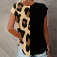 thumbnail image 4 of Hrsba Shirts for Women,2 Tone Print Crewneck Top Short Sleeve Casual Summer Ladies Blouse Shirt, 4 of 5