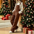 thumbnail image 4 of Womens Corduroy Overalls, Straight Leg Jumpsuit with Front Pocket and Side Pockets, Casual Pants for Outdoor and Walking | VerBelle,Brown L, 4 of 8