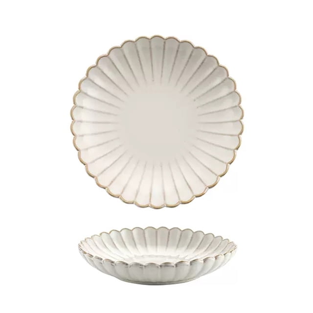 Ceramic Plate Household White Tableware Restaurant Kitchen Round Dining Plate Dinner Salad Dessert Plate Solid Color Deep Dish Plate Flat Plate