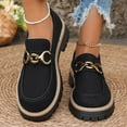 thumbnail image 2 of Black Women Casual Shoes For Spring Summer Round Toe Loafers Metal Buckle Low Top Thick Soled Design For Daily Use, 2 of 9