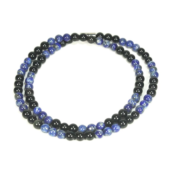 Handmade Lapis Lazuli Crystal Necklace - Genuine Gemstone Healing Mala | Magnet Clasp Protection Prosperity Beaded Necklace - Real Choker Jewelry Gift for, Womens, Mens |17’’