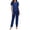 A-Blue493, variant on XIAOCHA Women's Solid Pajama Set Short Sleeve Button Straight Pant Night Suit