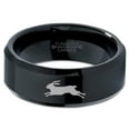 thumbnail image 2 of Tungsten Bunny Rabbit Running Hare Band Ring 8mm Men Women Comfort Fit Black Beveled Edge Polished, 2 of 4