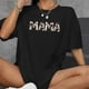 thumbnail image 1 of Camiseta de mujer de manga corta con cuello redondo y camiseta básica de gran tamaño Negro, 1 of 10