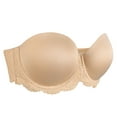 thumbnail image 4 of Exclare Women's Multiway Strapless Lace Bra Full Figure Underwire Contour Beauty Back Plus Size Bra(Beige,34DD), 4 of 6