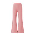 thumbnail image 5 of Jjayotai Ribbed Flare Leggings Women, High Waisted Bell Bottom Yoga Pants, Cozy Soft Activewear Leggings, Elastic Wide Leg Palazzo Trousers Pink M, 5 of 6