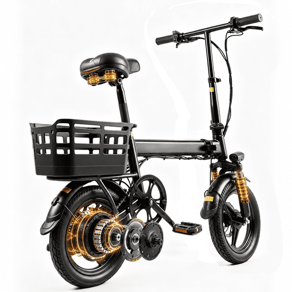 14" Folding Electric Bike for Adults, 500W Commuter Ebike with 350WH Battery, 19MPH & 20 Miles, UL2849, Mini Bicycle with Basket