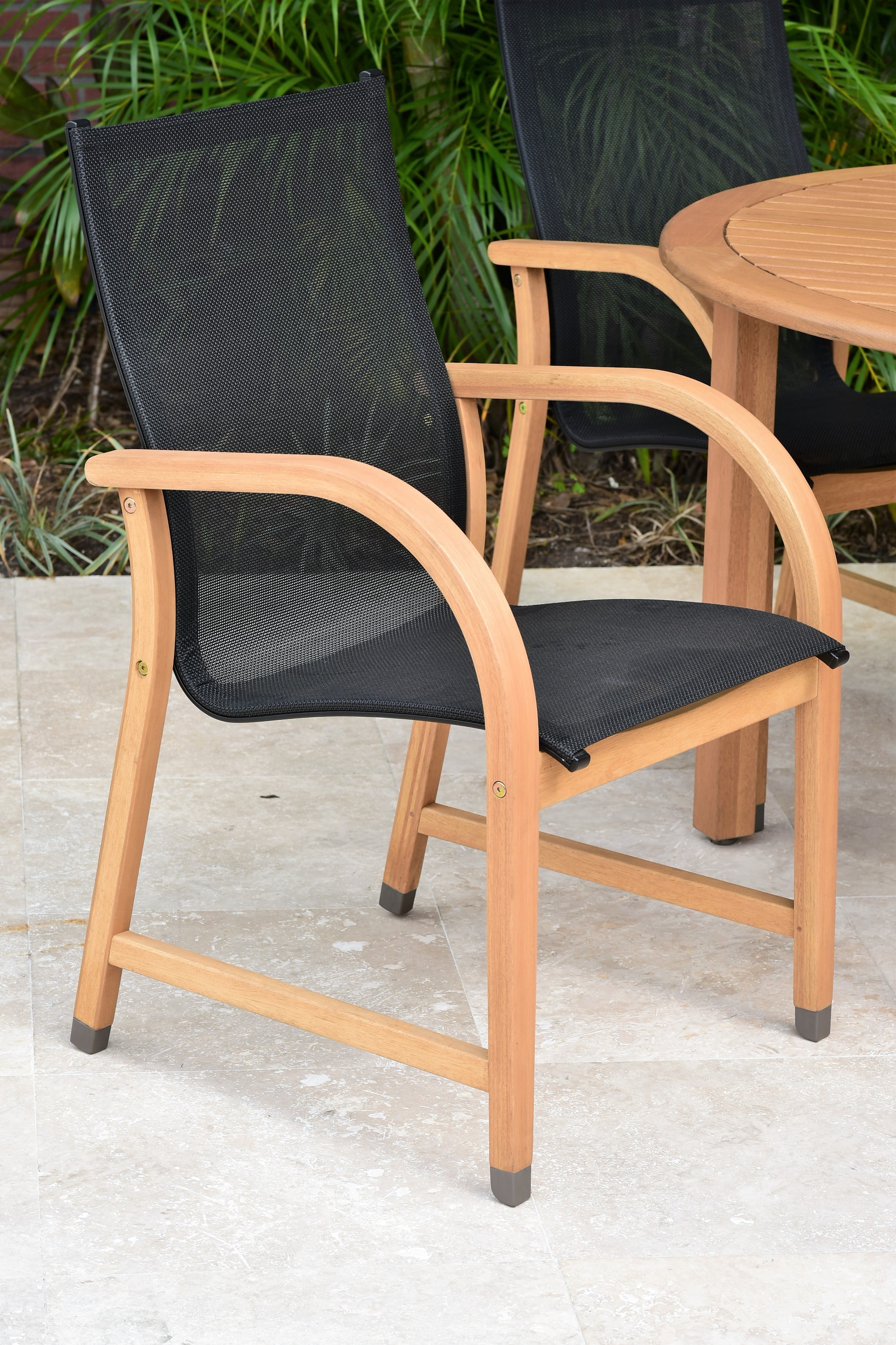 Amazonia Ulloa Teak Finish Patio Stacking Chairs, Set of 4