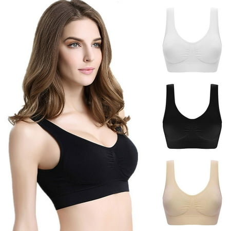 

DJKDJL 3 Pack Women Sports Bra Wirefree Yoga Bras Tank Top High Intensity Push Up