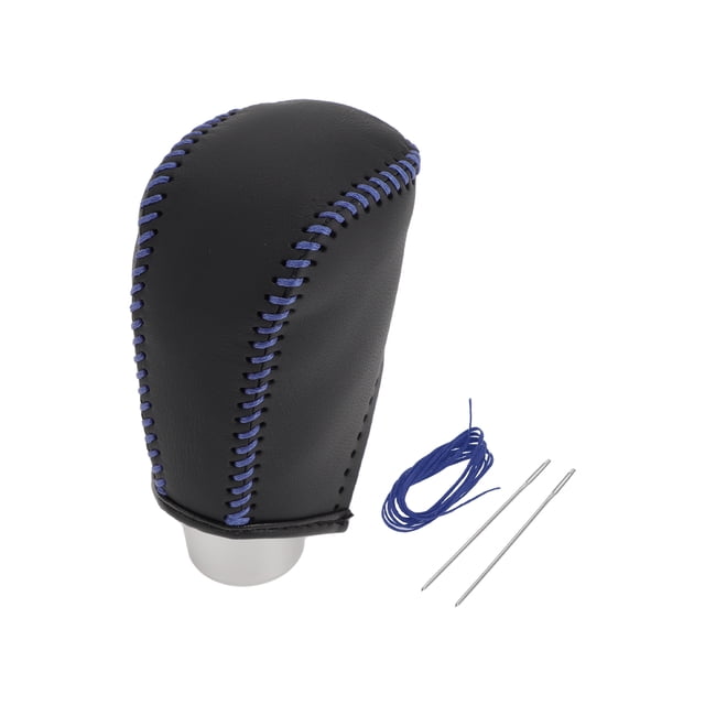 Cubierta de pomo de cambio de marcha Unique Bargains para Toyota Corolla 2009-2013, protector de mango de cambio antideslizante negro azul de cuero sintético 1 Pc