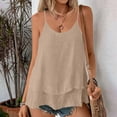 thumbnail image 5 of Women's Sleeveless Double Layer Adjustable Camisole Tops Tanks Cami Casual Daily Wear Loungewear Beach Vacation Outfits Fashion Essential Gift for Women | Sopatenor,Khaki XL, 5 of 9