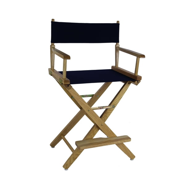 "ExtraWide Premium 24" Directors Chair Natural Frame W/Navy Color