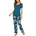 thumbnail image 5 of Ekouaer Women's Maternity Nursing Pajamas Cotton Sleepwear Set Soft Pregnancy Breastfeeding PJ Set Black M B Floral Teal XXL, 5 of 7