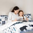 thumbnail image 5 of Manfei Kawaii Blue Buffalo Queen Comforter Set for Kids, Art Abstract Patchwork Bedding Sets, Rustic Farmhouse Bear Reversible Bedding Comforter Set, Luxury Bedroom Decor, 3 Pieces, 5 of 9