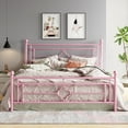 thumbnail image 2 of Einfach King Size Heavy Metal Bed with Vintage Headboard Pattern, Pink, 2 of 7