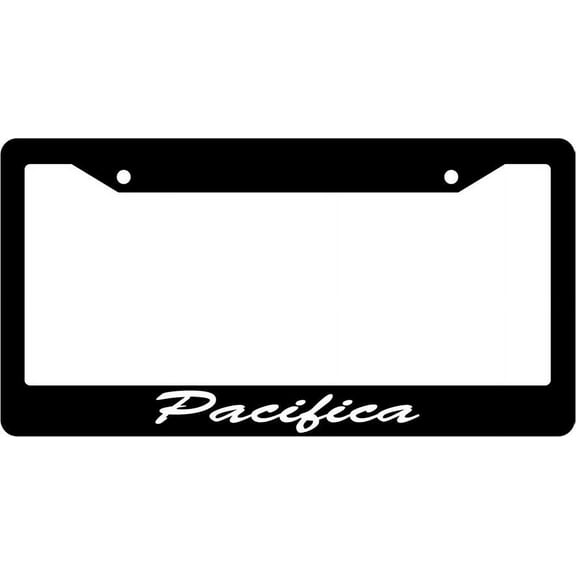 Pacifica Script Black Plastic License Plate Frame EBS