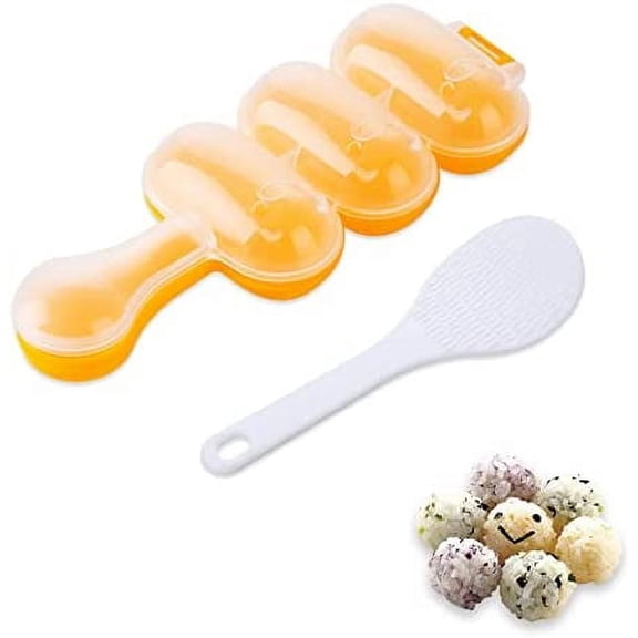 Rice Ball Mold with Spatula - DIY Sticky Rice Molds Large Ball Mold Kitchen Tool Rice Ball Maker Shake with Mini Rice Scoop - Rice Roll Shaker Ball Maker Rice Ball Maker Shake for Kids