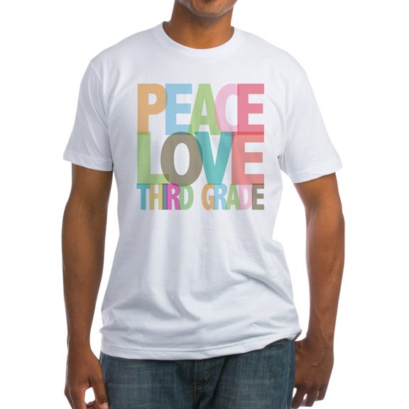 CafePress - Peace Love Third Grade Fitted T Shirt - Fitted T-Shirt, Vintage Fit Soft Cotton Tee