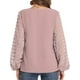 thumbnail image 5 of Blusa de gasa para mujer Swiss Dot Casual Cuello redondo Manga larga Pom Pom Camisas Tops XBTCLXEBCO Rosa, Chico, 5 of 6